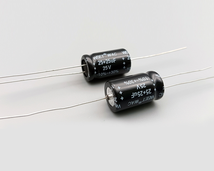 WAC 25VDC 25+25uF Polarized Alum.Elec.Capacitors